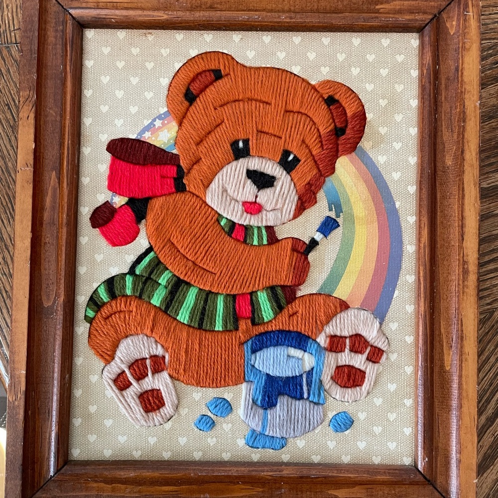 Vintage Teddy Bear crewel